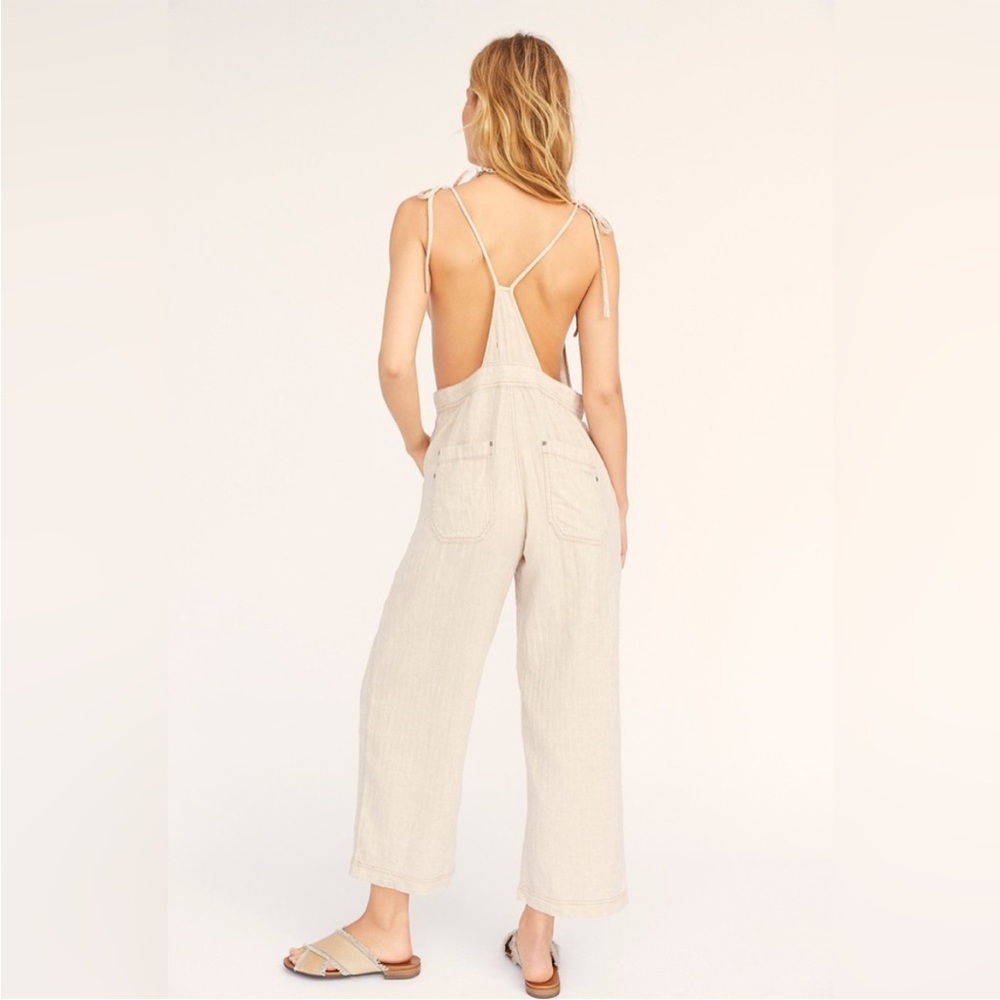 Free People Natural Sights Overalls Linen Cotton Blend Size XS - Picture 8 of 11